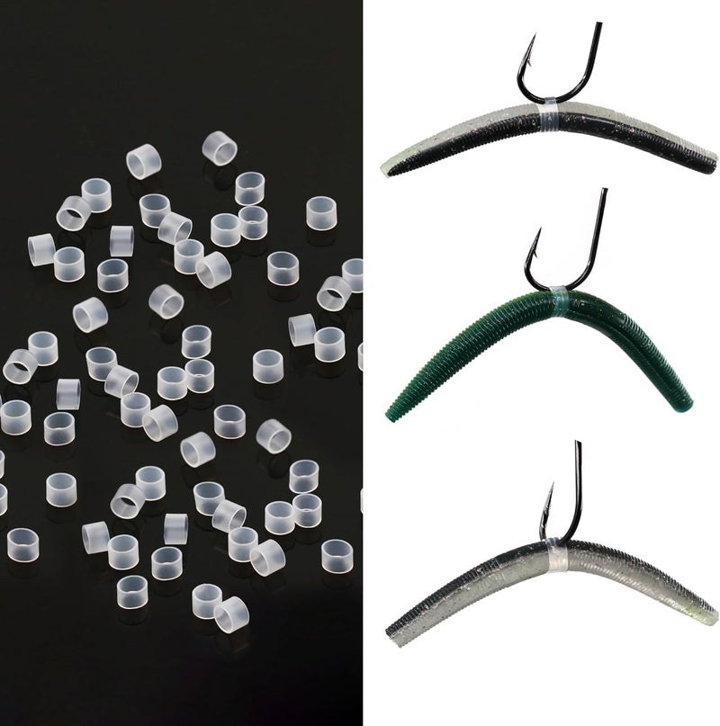 FishTrip 200/210pcs Wacky Worm O-Rings for Wacky Rigging Senkos Soft Plastic Worms Stickbaits, Silicone Bait Saver O-Rings for Bass Fishing Wacky Rig or Neko Rig - Image 1
